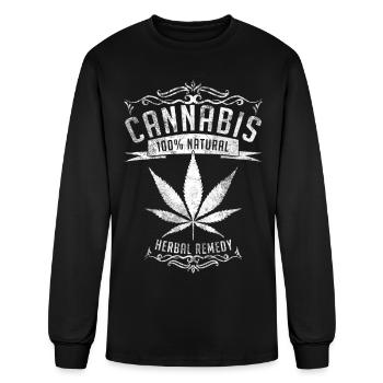 Cannabis Leaf - Herbal Remedy Weed Design - Men's Long Sleeve T-Shirt - black - Front