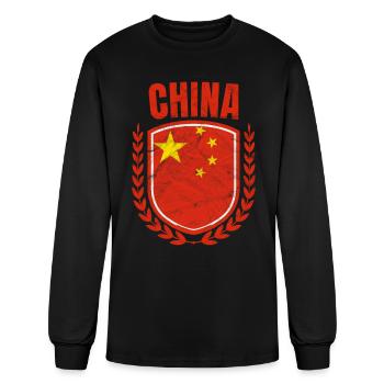 China - Men's Long Sleeve T-Shirt - black - Front