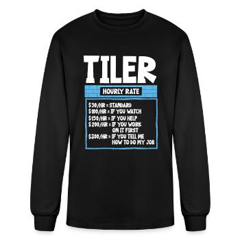 Tile laying hourly wage salary earnings - Men's Long Sleeve T-Shirt - black - Front