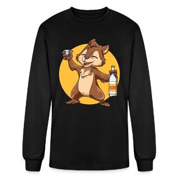 Funny Squirrel with Grain - Men's Long Sleeve T-Shirt - black - Front