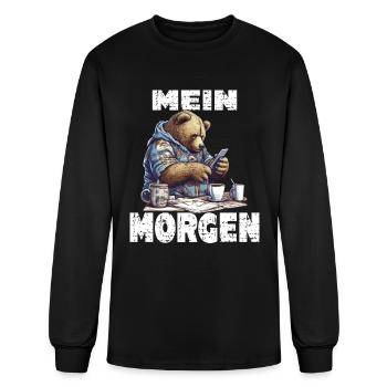 My Morning Bear Newspaper Reading - Men's Long Sleeve T-Shirt - black - Front