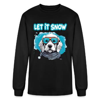Dog With Ski Goggles Snow Snowfall for a Dog - Men's Long Sleeve T-Shirt - black - Front