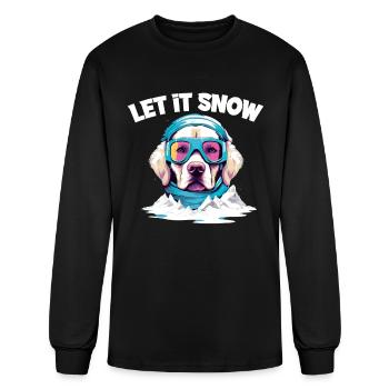 Dog With Ski Goggles Snow Snowfall for a Dog - Men's Long Sleeve T-Shirt - black - Front