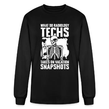 Radiology Techs Vacation Snapshots Skeleton Design - Men's Long Sleeve T-Shirt - black - Front