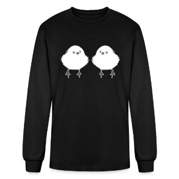 SHIMA ENAGA | Japanese Bird | Fluffy White Ball - Men's Long Sleeve T-Shirt - black - Front