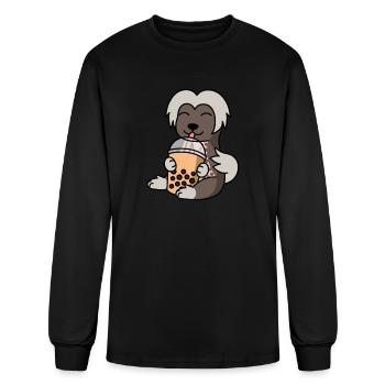 Boba Bubble Tea Chinois à crête - T-shirt à manches longues Homme - noir - Devant