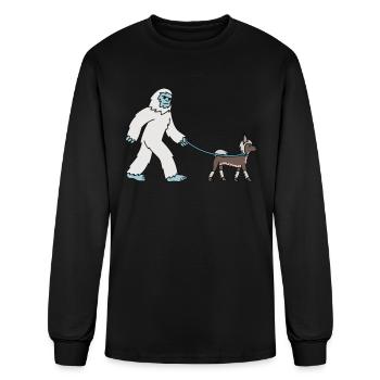 Bigfoot Sasquatch Marchant Chinois à crête - T-shirt à manches longues Homme - noir - Devant