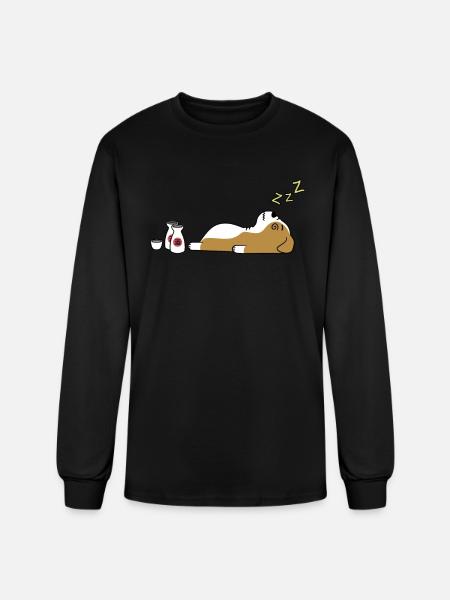 English Bulldog Sake Drunk - Men's Long Sleeve T-Shirt - black