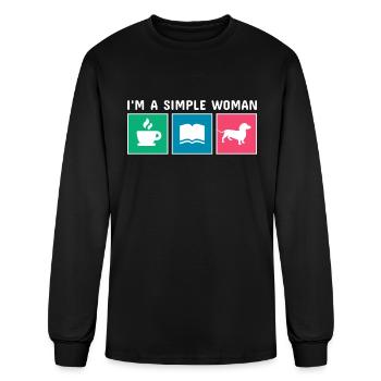 Coffee Books Dachshund I'm A Simple Woman - Men's Long Sleeve T-Shirt - black - Front