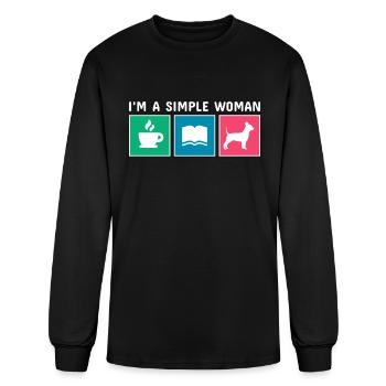 Coffee Books Chihuahua I'm A Simple Woman - Men's Long Sleeve T-Shirt - black - Front