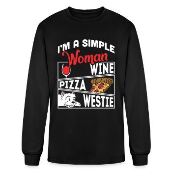 I'm A Simple Woman Wine Pizza Westie - Men's Long Sleeve T-Shirt - black - Front