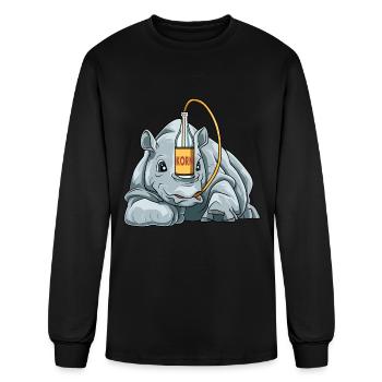 Funny Rhino with Grain for a Rhino lover rhino - Men's Long Sleeve T-Shirt - black - Front