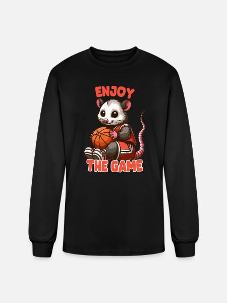 Opossum With Basketball - Men's Long Sleeve T-Shirt - black