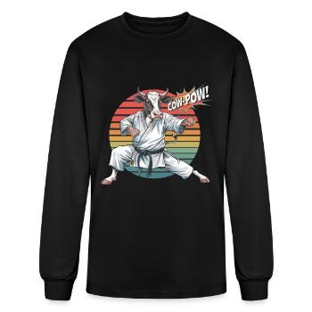 Funny COW does Karate Judo self-defense - Men's Long Sleeve T-Shirt - black - Front