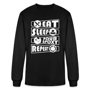 Epoxy Resin Eat Sleep Repeat River Table - Men's Long Sleeve T-Shirt - black - Front