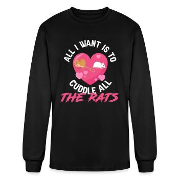 Rat Cuddling Rodent Cuddle Rat Lovers - Men's Long Sleeve T-Shirt - black - Front