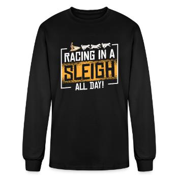 Sledding Sled Dog Racing In A Sleigh Alaskan - Men's Long Sleeve T-Shirt - black - Front