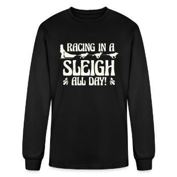 Sledding Sled Dog Racing In A Sleigh Alaskan - Men's Long Sleeve T-Shirt - black - Front