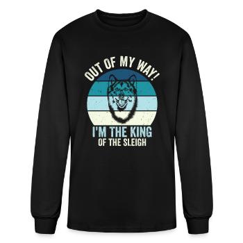 Husky Sledding King of The Sleigh Sled Dog Racing - Men's Long Sleeve T-Shirt - black - Front
