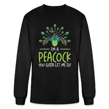 Peacock Flying Inspirational Nature Peacock Fan - Men's Long Sleeve T-Shirt - black - Front