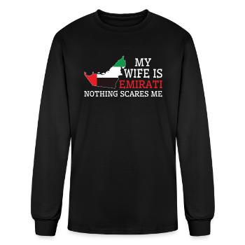 Nothing Scares Me Emirati Wife United Arab - Men's Long Sleeve T-Shirt - black - Front