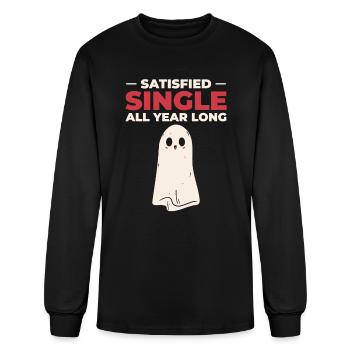 Single Satisfied Relationship Status Solo Single - Men's Long Sleeve T-Shirt - black - Front