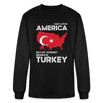 Né turc Turquie Citoyenneté américaine - T-shirt à manches longues Homme - noir - Devant