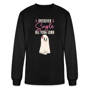 Single Satisfied Relationship Status Solo Single - Men's Long Sleeve T-Shirt - black - Front