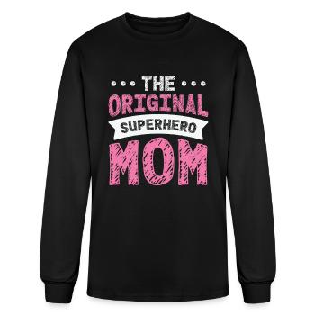 Mothers Day Super Mom Superhero Grandma Heroine - Men's Long Sleeve T-Shirt - black - Front