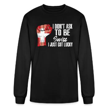 Swiss Pride Suisse Drapeau Racines suisses cultivées - T-shirt à manches longues Homme - noir - Devant