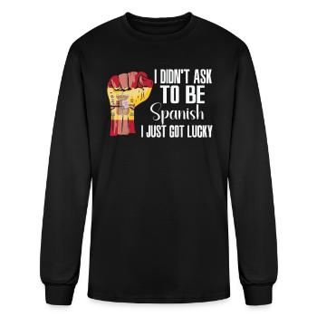 Spanish Pride Spain Flag Grown Spanish Roots - Men's Long Sleeve T-Shirt - black - Front