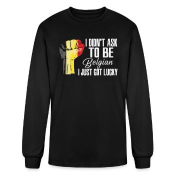 Belgian Pride Belgium Flag Grown Belgian Roots - Men's Long Sleeve T-Shirt - black - Front
