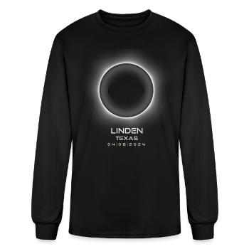2024 Linden Texas Eclipse Souvenir Memento April - Men's Long Sleeve T-Shirt - black - Front