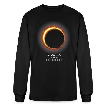 2024 Siberia Maine Eclipse Memento Souvenir April - Men's Long Sleeve T-Shirt - black - Front
