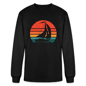 Retro Sailboat Sailor Sailing Grandpa Dad - Men's Long Sleeve T-Shirt - black - Front