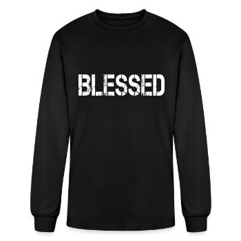 Bienheureux pochoir Grundge, Chrétien, Foi, Jésus - T-shirt à manches longues Homme - noir - Devant