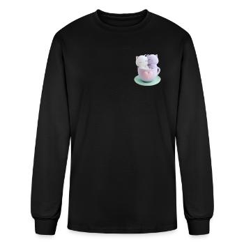 Pastel Cup Cats Cuddle - Men's Long Sleeve T-Shirt - black - Front