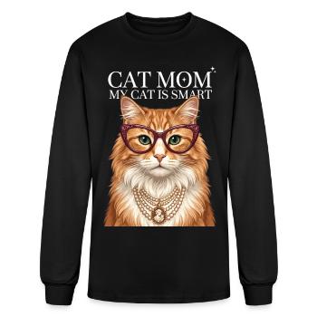 Cat Mom Shirt, Cute Cat Lover T-Shirt, Funny Cat - Men's Long Sleeve T-Shirt - black - Front