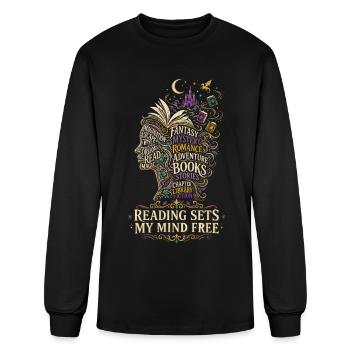 Reading sets my mind free for book lovers - Men's Long Sleeve T-Shirt - black - Front