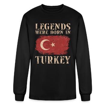 Vintage Design Drapeau Turc Turquie - T-shirt à manches longues Homme - noir - Devant
