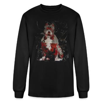American Bulldog Newspaper Collage - Men's Long Sleeve T-Shirt - black - Front