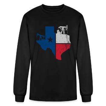 Plate-forme pétrolière Texas Oilman Oilfield Worker - T-shirt à manches longues Homme - noir - Devant