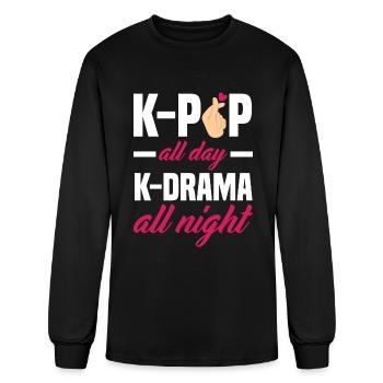 K-Pop K-Drama Korean Pop Music - Men's Long Sleeve T-Shirt - black - Front