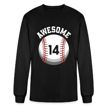 Kids Birthday 14th Birthday Baseball Party - Men's Long Sleeve T-Shirt - black - Front