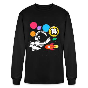 14th Birthday Boy 14 Years Astronaut Birthday - Men's Long Sleeve T-Shirt - black - Front