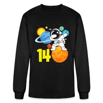 14th Birthday Boy 14 Years Astronaut Birthday - Men's Long Sleeve T-Shirt - black - Front