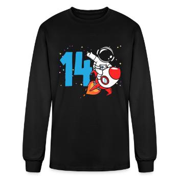 14th Birthday Boy 14 Years Astronaut Birthday - Men's Long Sleeve T-Shirt - black - Front
