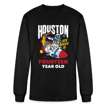 14th Birthday Boy 14 Years Astronaut Birthday - Men's Long Sleeve T-Shirt - black - Front