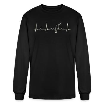 Lure For Fishing Fish. Heart. Love. EKG. Pulse. - Men's Long Sleeve T-Shirt - black - Front