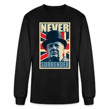 Winston Churchill Never Surrender Propaganda - Men's Long Sleeve T-Shirt - black - Front